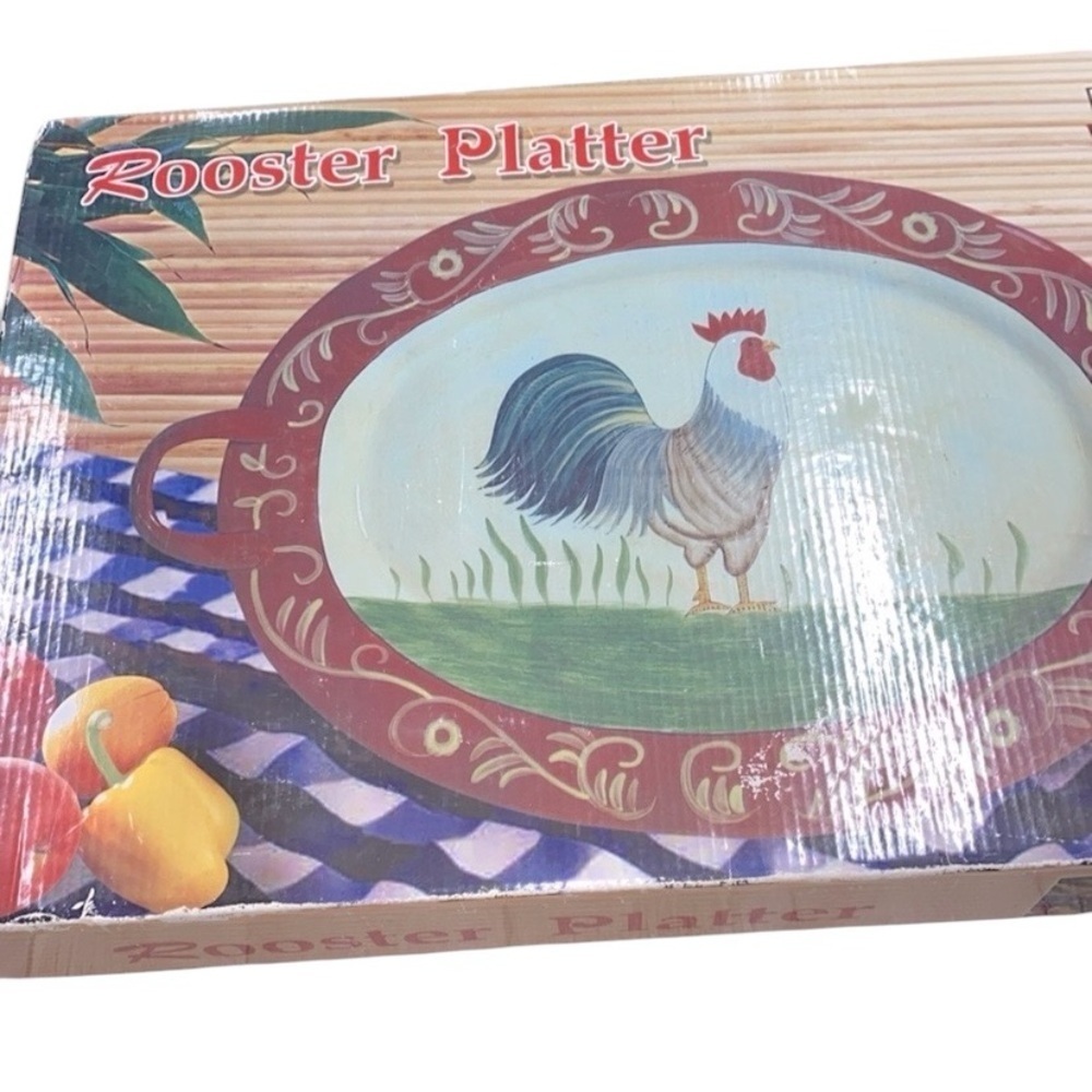 Large Rooster platter with handles new in box
